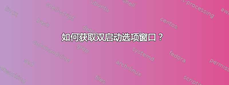 如何获取双启动选项窗口？