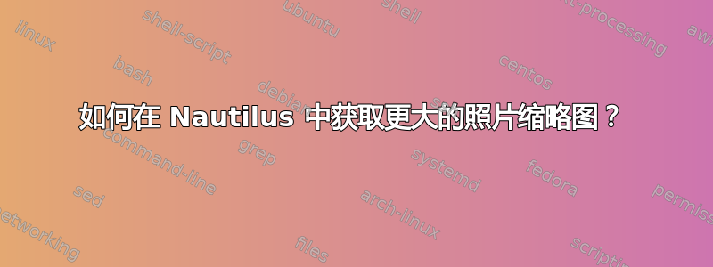 如何在 Nautilus 中获取更大的照片缩略图？