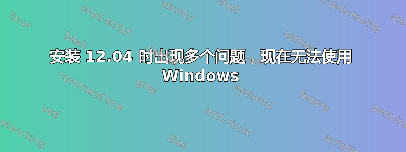 安装 12.04 时出现多个问题，现在无法使用 Windows