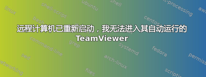 远程计算机已重新启动，我无法进入其自动运行的 TeamViewer