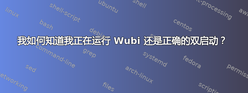 我如何知道我正在运行 Wubi 还是正确的双启动？