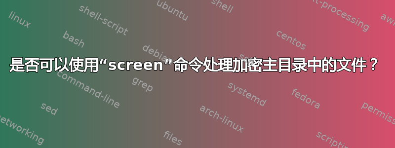 是否可以使用“screen”命令处理加密主目录中的文件？