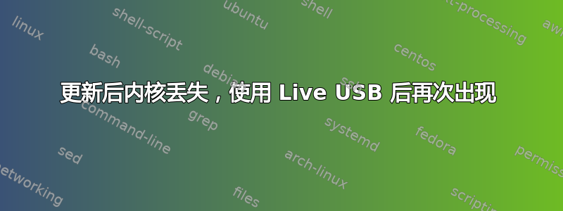 更新后内核丢失，使用 Live USB 后再次出现