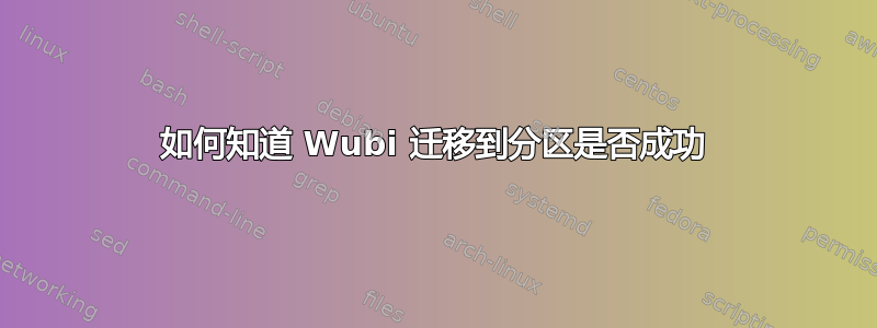 如何知道 Wubi 迁移到分区是否成功