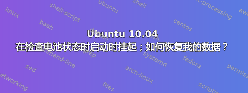 Ubuntu 10.04 在检查电池状态时启动时挂起；如何恢复我的数据？