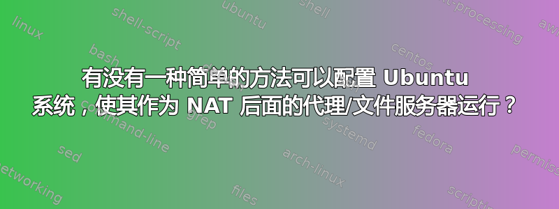 有没有一种简单的方法可以配置 Ubuntu 系统，使其作为 NAT 后面的代理/文件服务器运行？