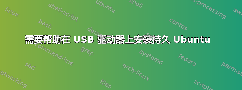 需要帮助在 USB 驱动器上安装持久 Ubuntu 