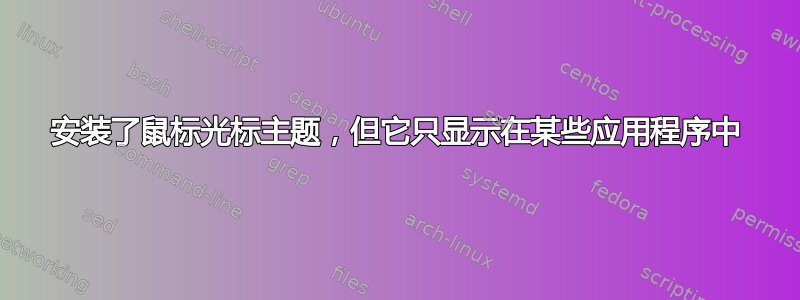 安装了鼠标光标主题，但它只显示在某些应用程序中