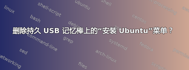 删除持久 USB 记忆棒上的“安装 Ubuntu”菜单？