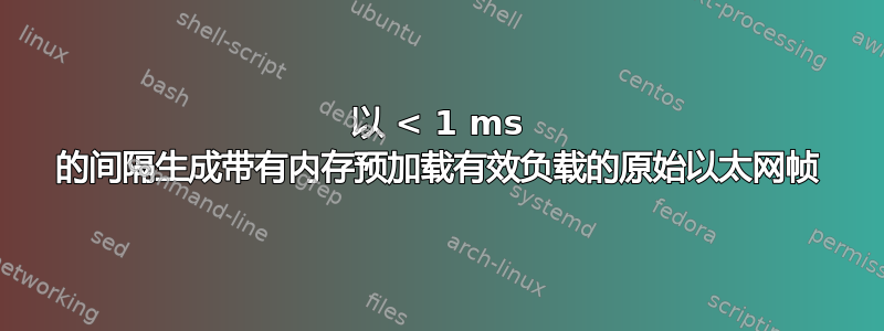 以 < 1 ms 的间隔生成带有内存预加载有效负载的原始以太网帧