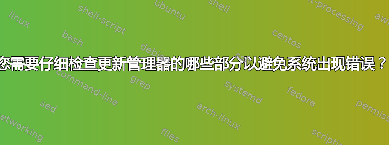 您需要仔细检查更新管理器的哪些部分以避免系统出现错误？