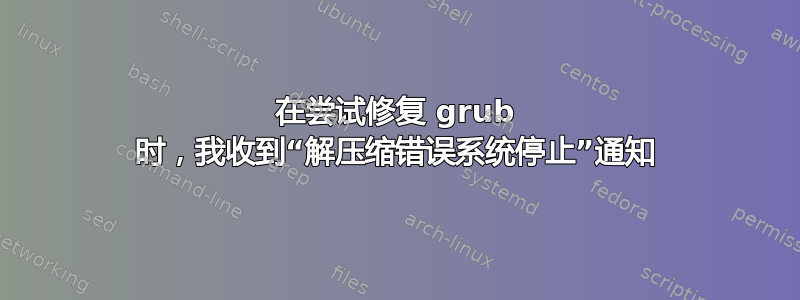 在尝试修复 grub 时，我收到“解压缩错误系统停止”通知