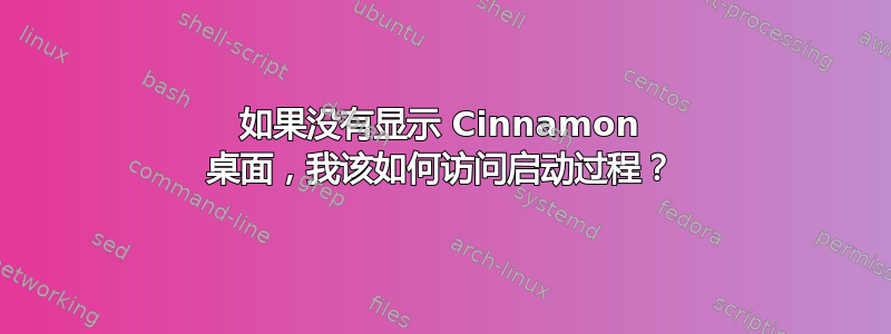 如果没有显示 Cinnamon 桌面，我该如何访问启动过程？