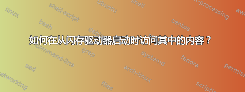 如何在从闪存驱动器启动时访问其中的内容？