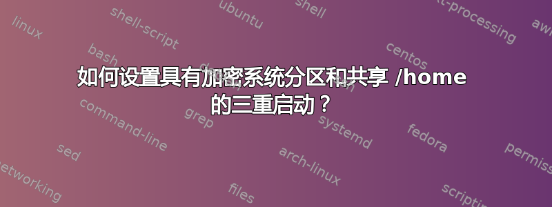 如何设置具有加密系统分区和共享 /home 的三重启动？