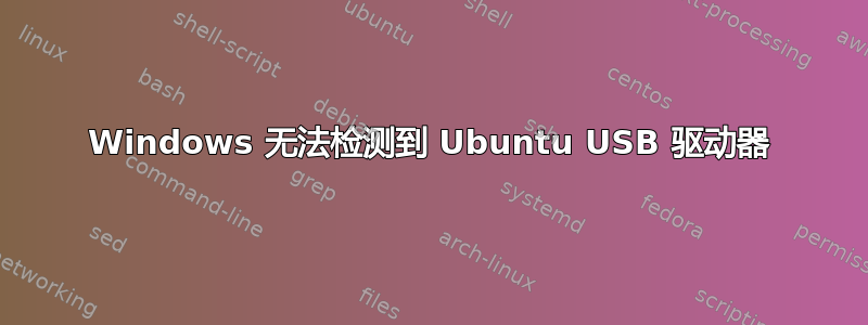 Windows 无法检测到 Ubuntu USB 驱动器