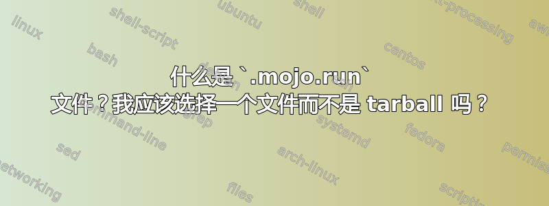 什么是 `.mojo.run` 文件？我应该选择一个文件而不是 tarball 吗？