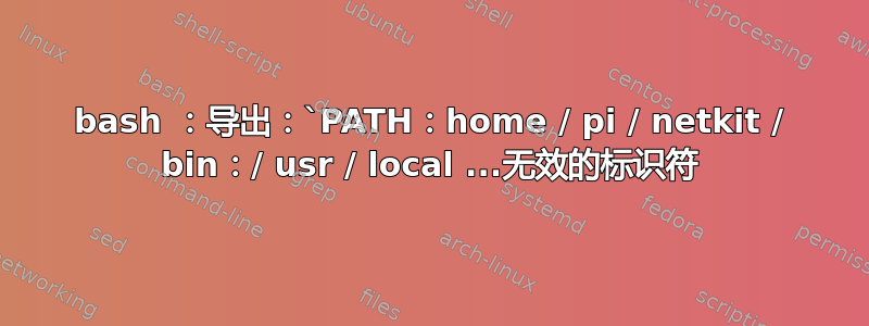 bash ：导出：`PATH：home / pi / netkit / bin：/ usr / local ...无效的标识符