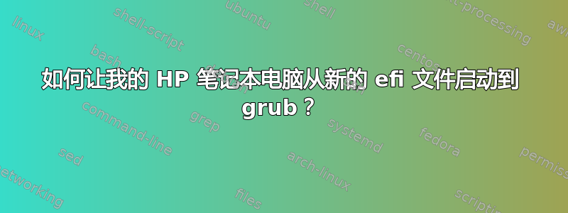 如何让我的 HP 笔记本电脑从新的 efi 文件启动到 grub？