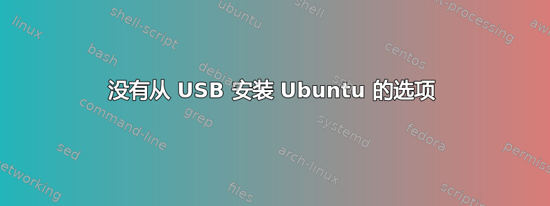 没有从 USB 安装 Ubuntu 的选项