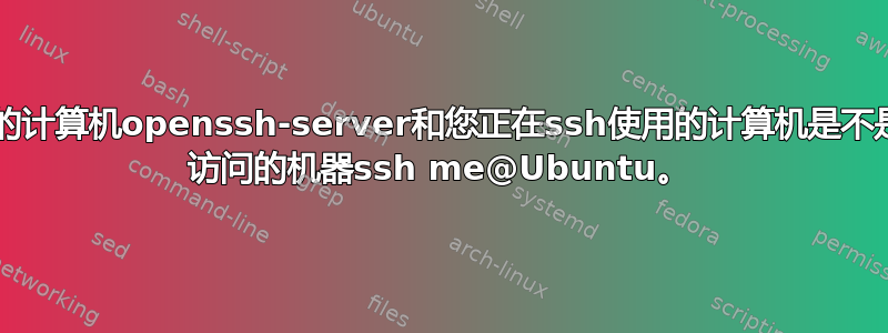 以下内容假设您重新安装的计算机openssh-server和您正在ssh使用的计算机是不是“Ubuntu”，即您通过 访问的机器ssh me@Ubuntu。