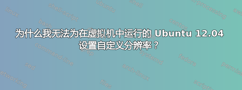 为什么我无法为在虚拟机中运行的 Ubuntu 12.04 设置自定义分辨率？