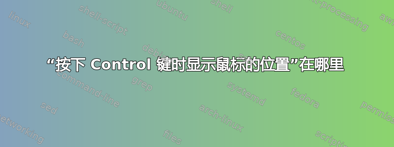 “按下 Control 键时显示鼠标的位置”在哪里