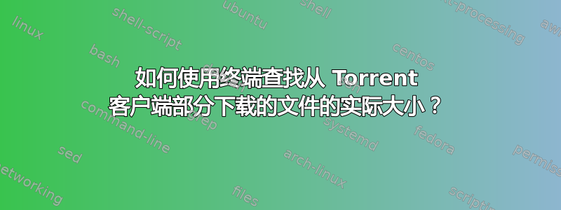 如何使用终端查找从 Torrent 客户端部分下载的文件的实际大小？