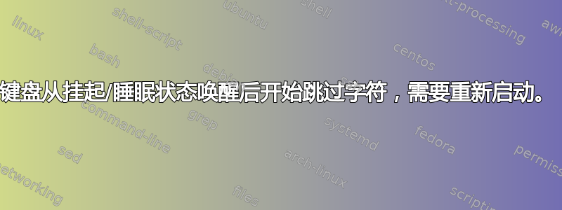 键盘从挂起/睡眠状态唤醒后开始跳过字符，需要重新启动。