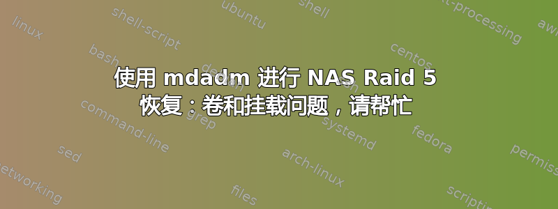 使用 mdadm 进行 NAS Raid 5 恢复：卷和挂载问题，请帮忙