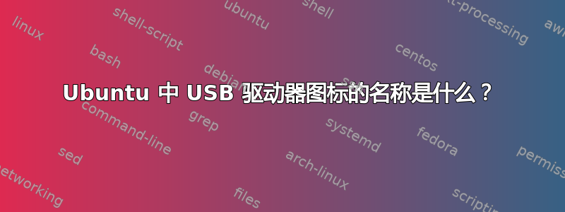 Ubuntu 中 USB 驱动器图标的名称是什么？