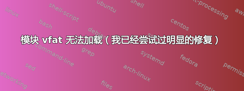 模块 vfat 无法加载（我已经尝试过明显的修复）