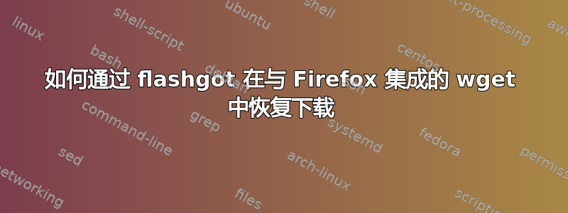 如何通过 flashgot 在与 Firefox 集成的 wget 中恢复下载