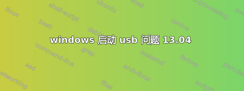 windows 启动 usb 问题 13.04