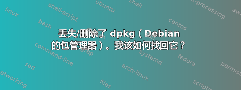 丢失/删除了 dpkg（Debian 的包管理器）。我该如何找回它？