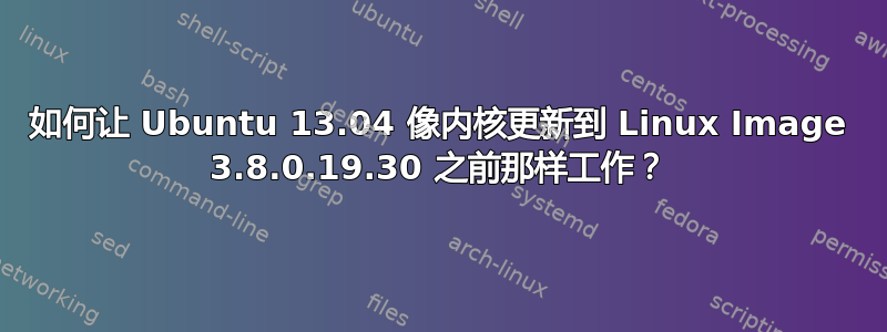 如何让 Ubuntu 13.04 像内核更新到 Linux Image 3.8.0.19.30 之前那样工作？