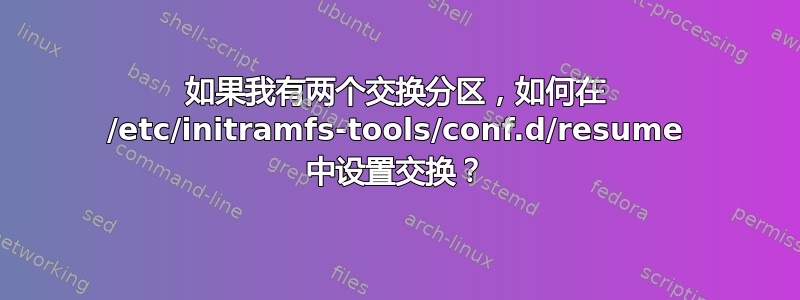 如果我有两个交换分区，如何在 /etc/initramfs-tools/conf.d/resume 中设置交换？