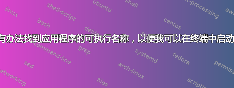 有没有办法找到应用程序的可执行名称，以便我可以在终端中启动它？