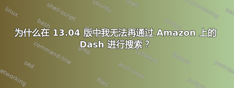 为什么在 13.04 版中我无法再通过 Amazon 上的 Dash 进行搜索？