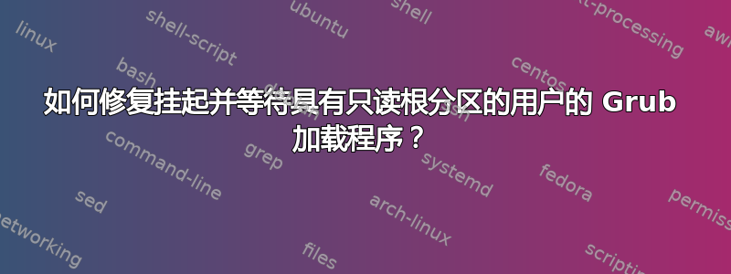 如何修复挂起并等待具有只读根分区的用户的 Grub 加载程序？