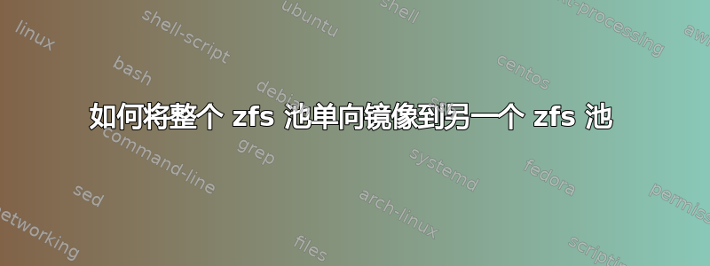 如何将整个 zfs 池单向镜像到另一个 zfs 池