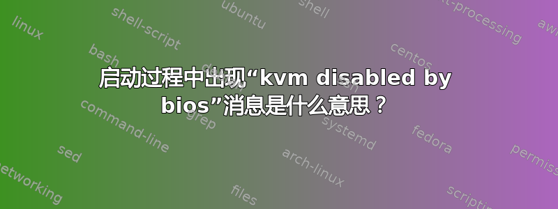 启动过程中出现“kvm disabled by bios”消息是什么意思？