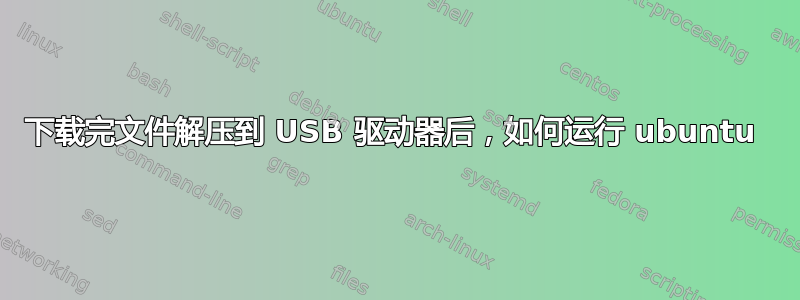 下载完文件解压到 USB 驱动器后，如何运行 ubuntu 