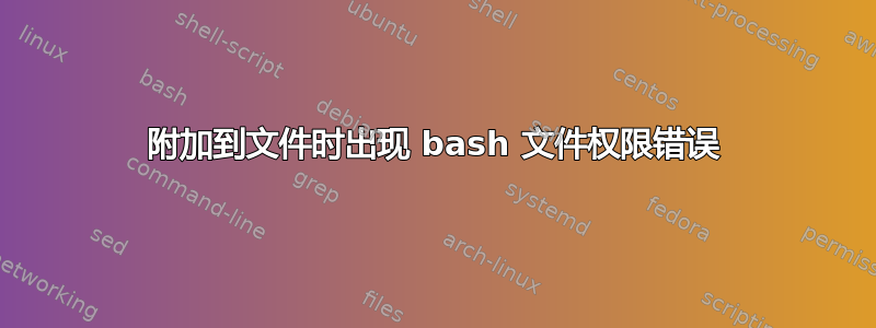 附加到文件时出现 bash 文件权限错误