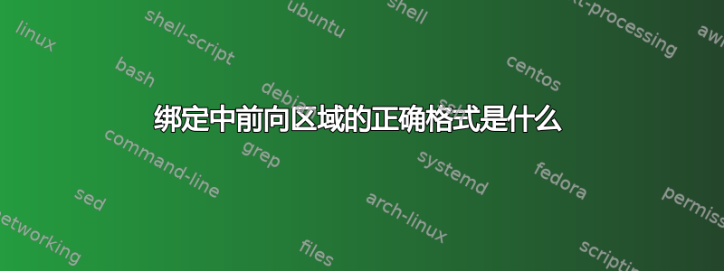 绑定中前向区域的正确格式是什么