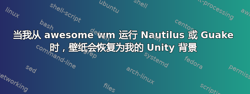 当我从 awesome wm 运行 Nautilus 或 Guake 时，壁纸会恢复为我的 Unity 背景