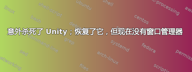 意外杀死了 Unity；恢复了它，但现在没有窗口管理器