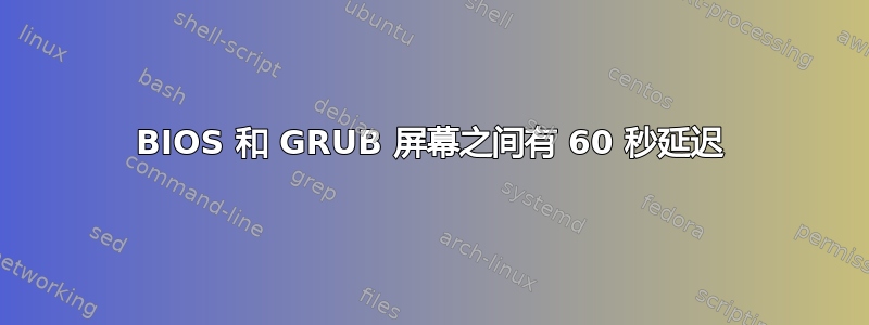 BIOS 和 GRUB 屏幕之间有 60 秒延迟