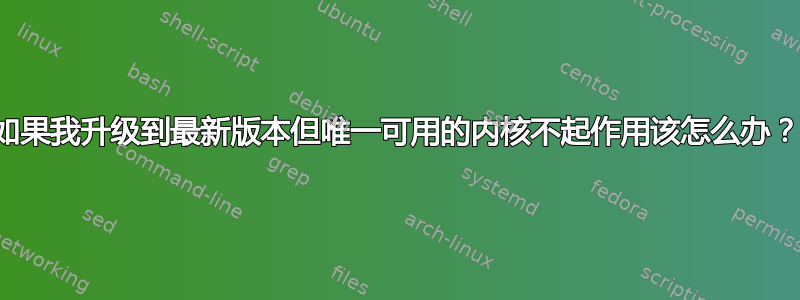 如果我升级到最新版本但唯一可用的内核不起作用该怎么办？