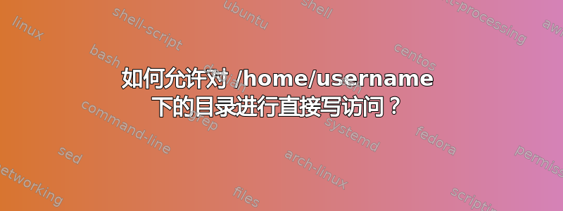 如何允许对 /home/username 下的目录进行直接写访问？